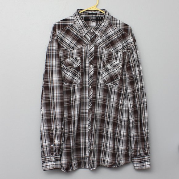 CJ Black Slim Fit plaid pearl snap western shirt